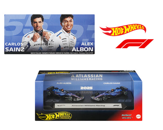 Hot Wheels 1:64 F1 2-Pack 2025 Racing Premium Team Atlassian Williams Racing C. Sainz #55 / A. Albon #23 – Limited Edition